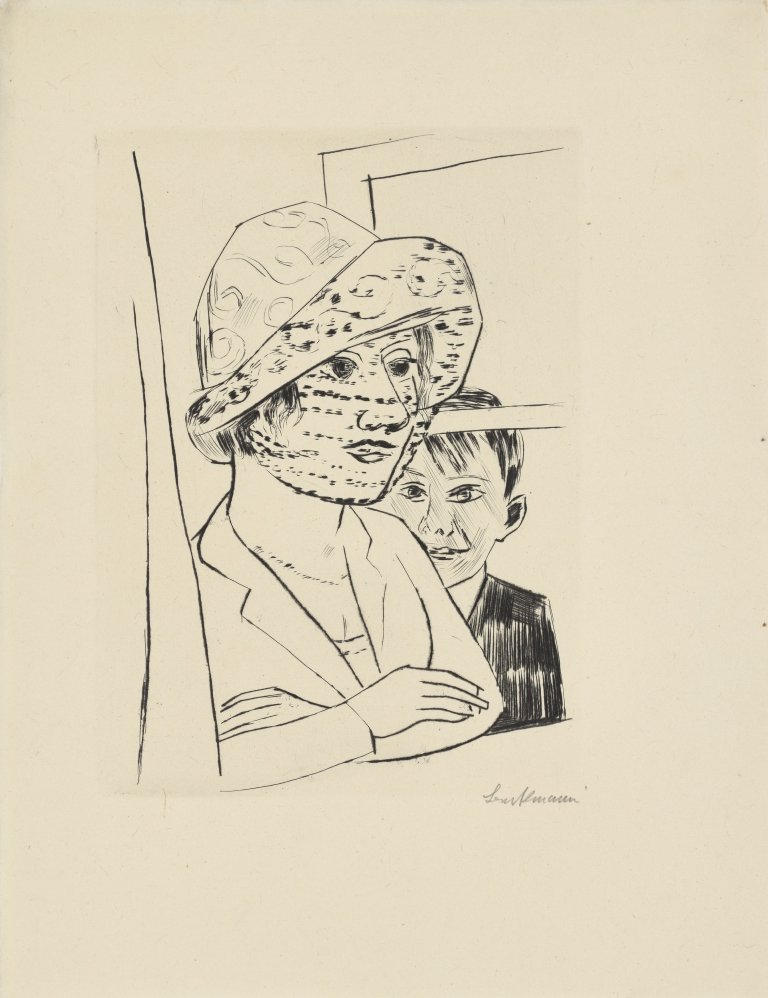 Auf diesem Bild ist das folgende Kunstwerk zu sehen: Max Beckmann. „Dame mit Knabe“. 1923.