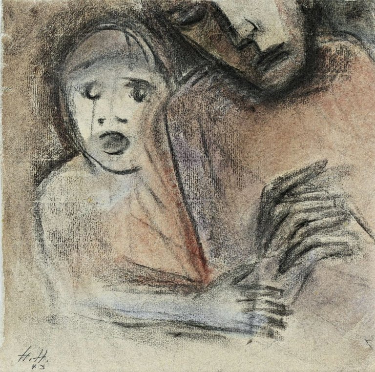 Auf diesem Bild ist das folgende Kunstwerk zu sehen: Hannah Höch. Angst. 1943.