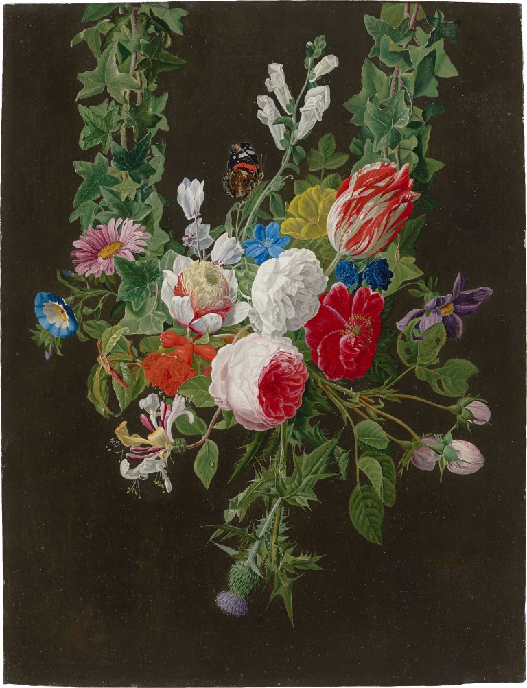 Auf diesem Bild ist das folgende Kunstwerk zu sehen: Carl Adolf Senff (?). Blumenstück.