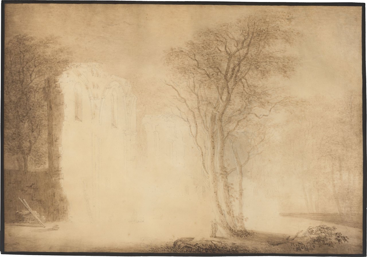 This picture shows the following artwork: Caspar David Friedrich. ”Feuer in einer Kirchenruine”. Circa 1800/1801.