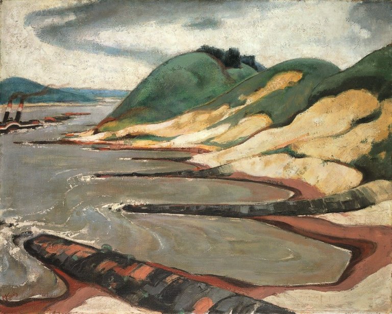 Auf diesem Bild ist das folgende Kunstwerk zu sehen: Max Kaus. „Sandberge. An der mittleren Elbe bei Dömitz“. 1932.