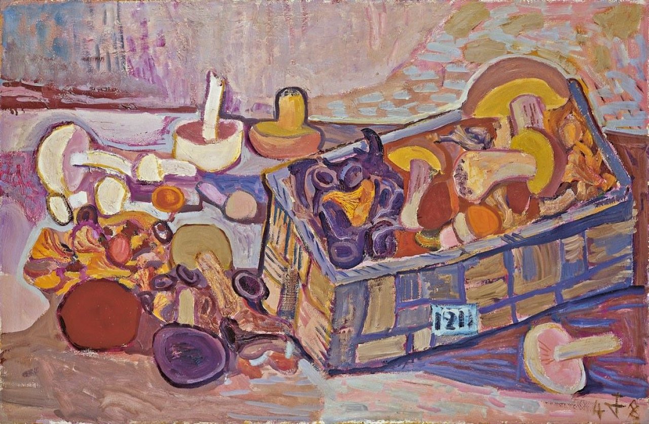 Auf diesem Bild ist das folgende Kunstwerk zu sehen: Otto Dix. „Korb mit Pilzen“. 1948.