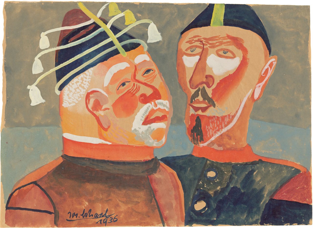 Auf diesem Bild ist das folgende Kunstwerk zu sehen: Josef Scharl. Zwei Männer in Gala-Uniform. 1936.