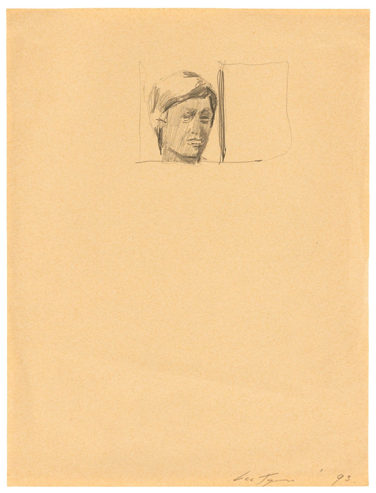 Auf diesem Bild ist das folgende Kunstwerk zu sehen: Luc Tuymans. Ohne Titel (Selbstportrait). 1993.
