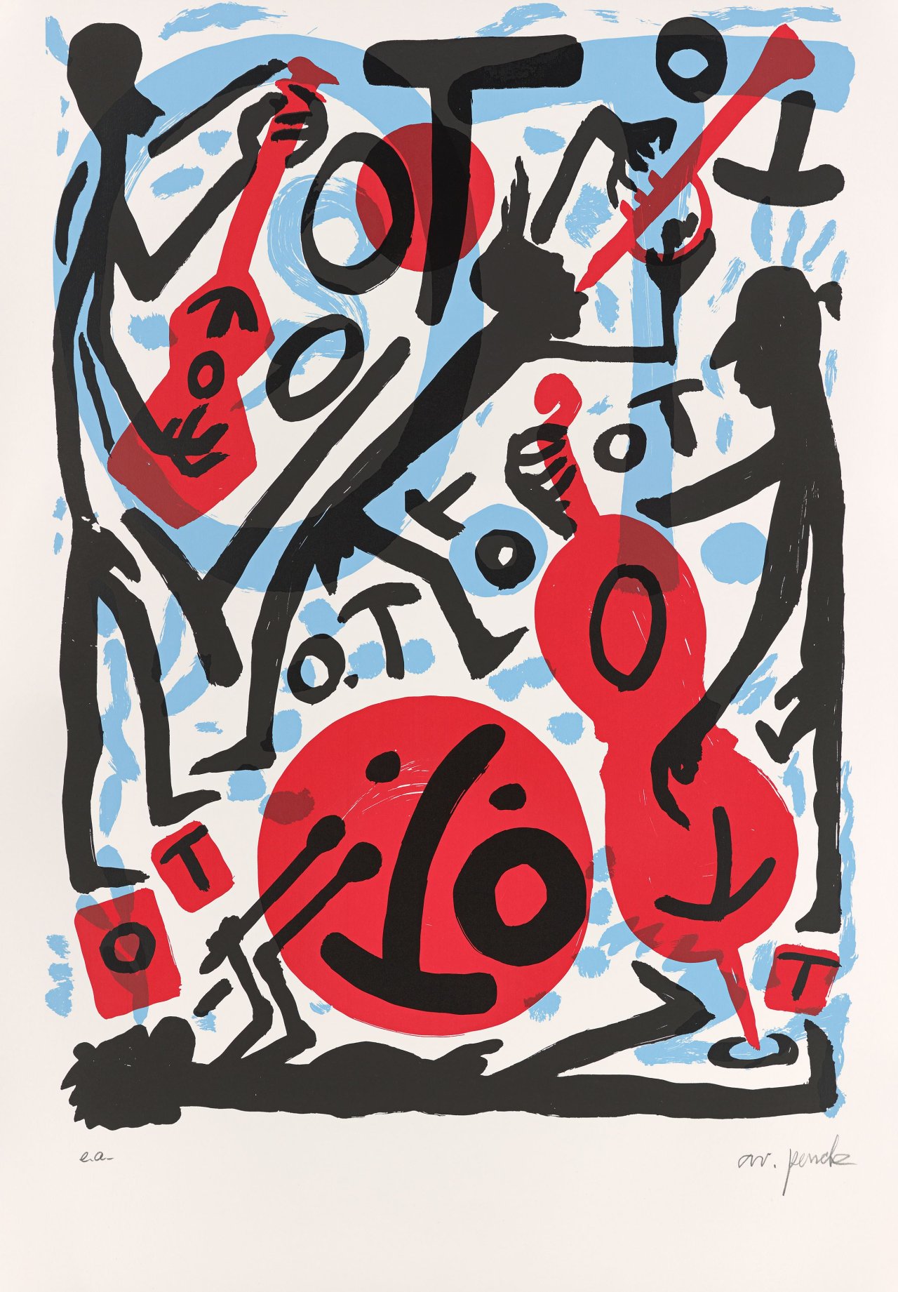 Auf diesem Bild ist das folgende Kunstwerk zu sehen: A.R. Penck. Jazz Combo. 1999.