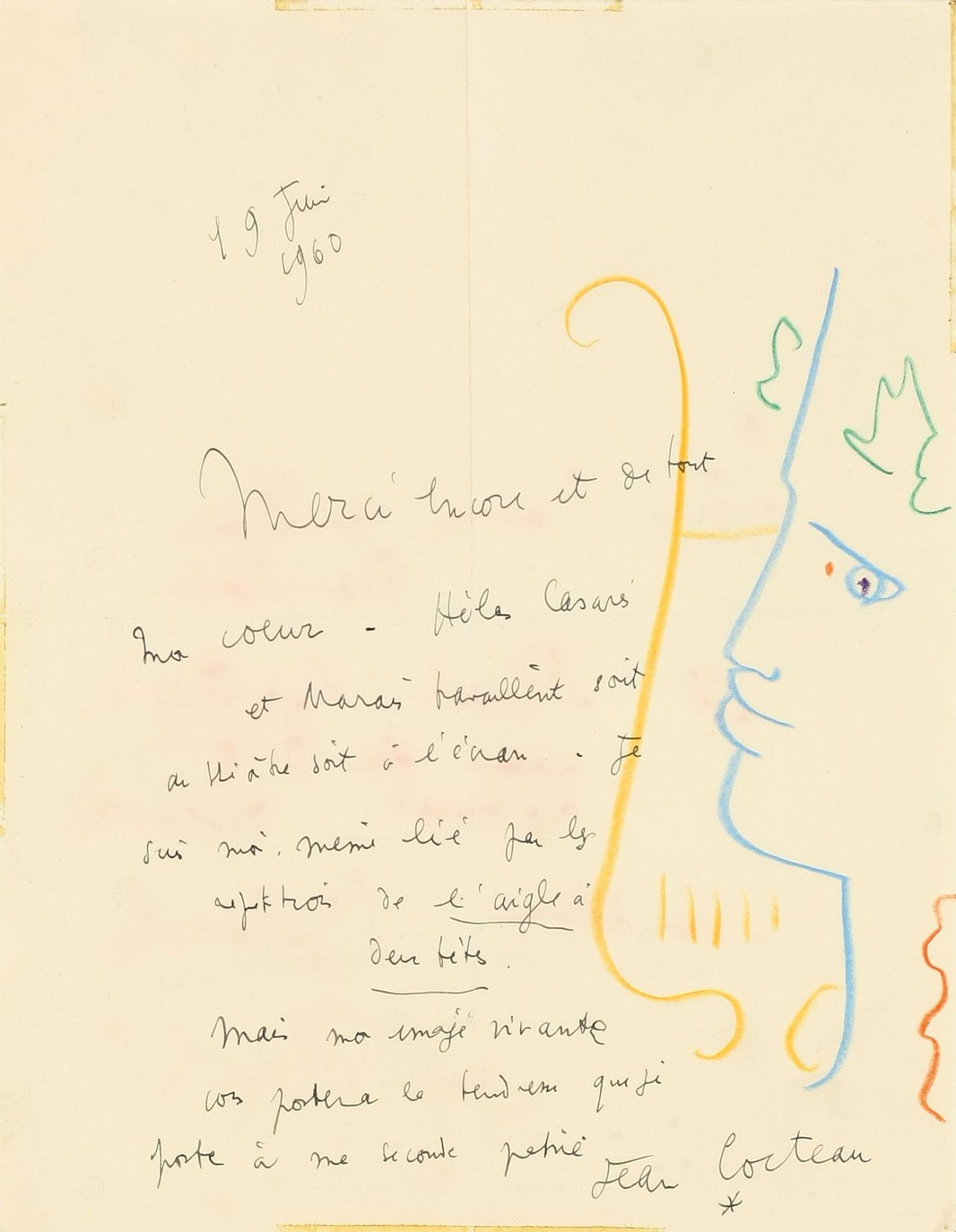 This picture shows the following artwork: Jean Cocteau. Orphée à l'yre. 1960.