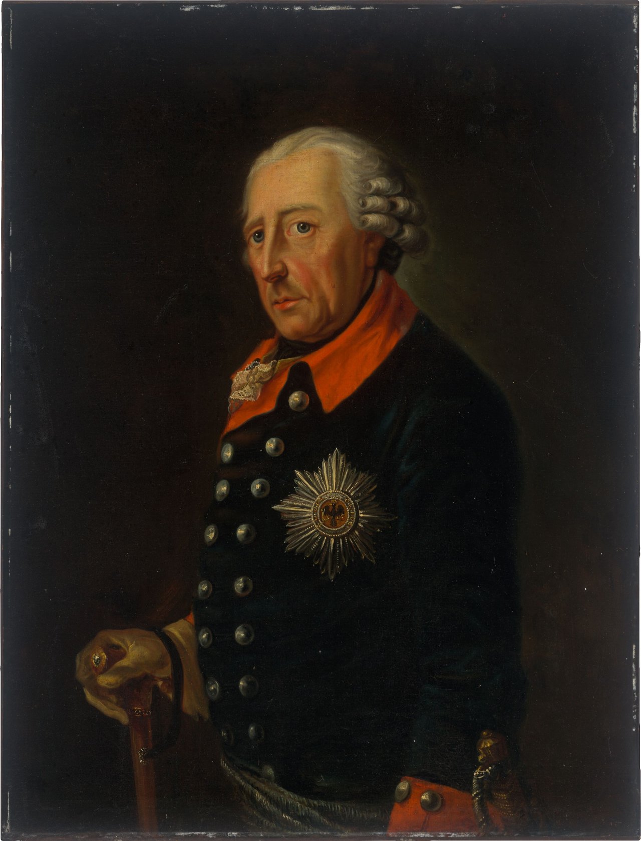 Auf diesem Bild ist das folgende Kunstwerk zu sehen: Johann Heinrich Christian Franke. Porträt Friedrichs des Großen.