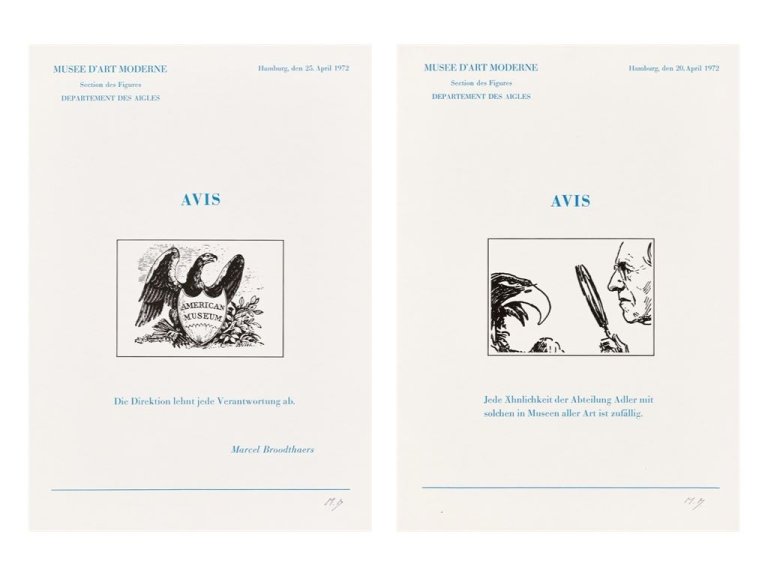 Auf diesem Bild ist das folgende Kunstwerk zu sehen: Marcel Broodthaers. „Six lettres ouvertes. Avis“. 1972.