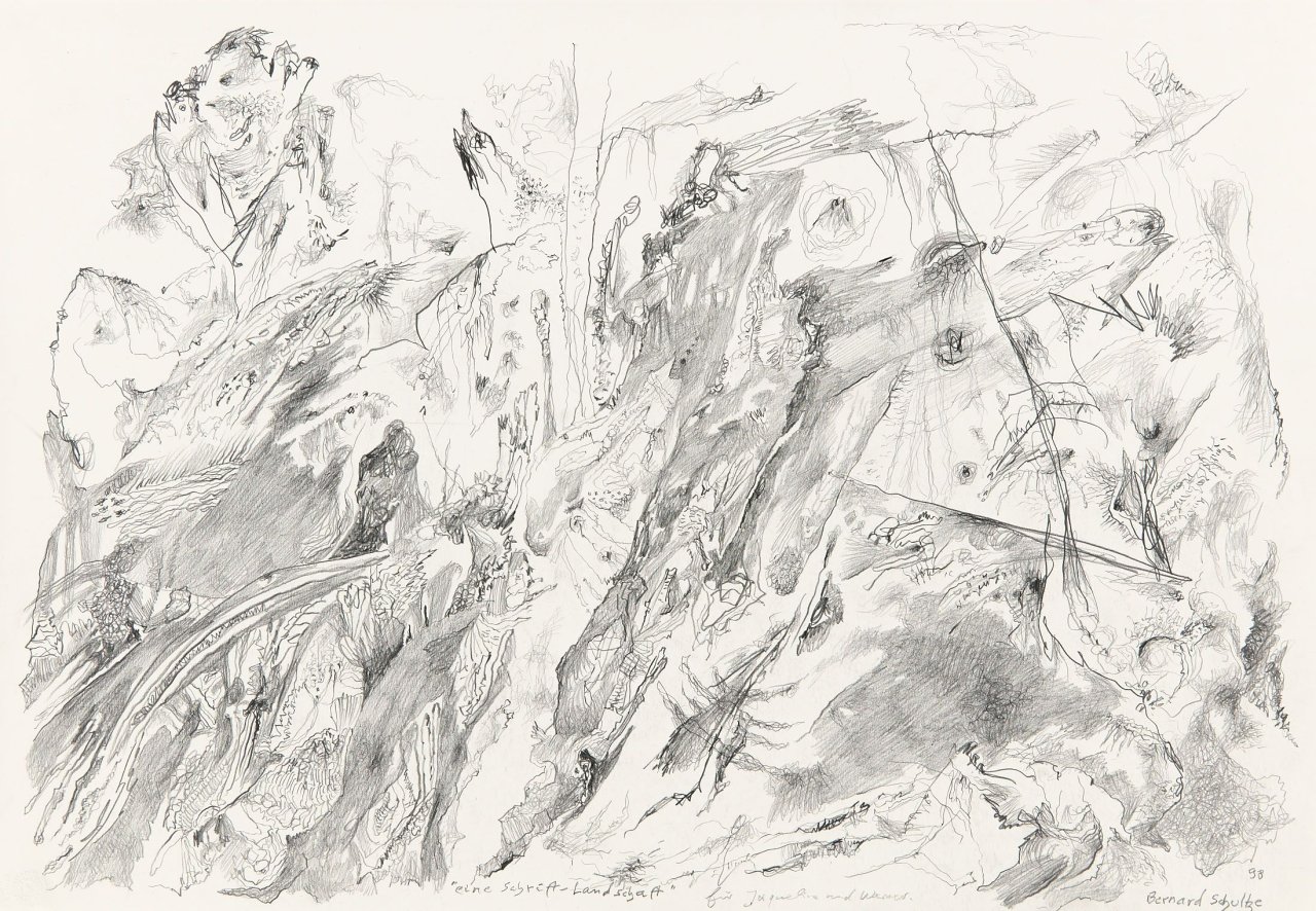 This picture shows the following artwork: Bernard Schultze. „Eine Schrift-Landschaft“. 1998.