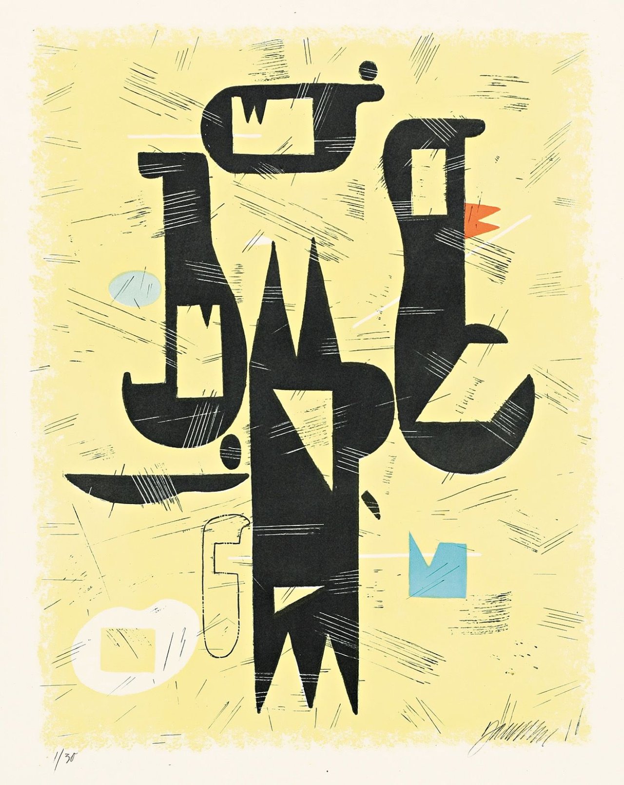 Auf diesem Bild ist das folgende Kunstwerk zu sehen: Willi Baumeister. „Spitze Formen“. 1948.
