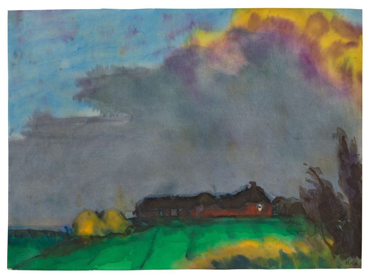 This picture shows the following artwork: Emil Nolde. Aufziehendes Wetter über Marschenhof (Seebüllhof).