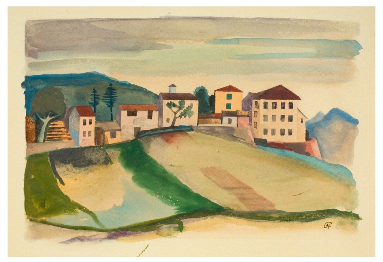 This picture shows the following artwork: Karl Hofer. Häuser im Tessin. Vor 1932.