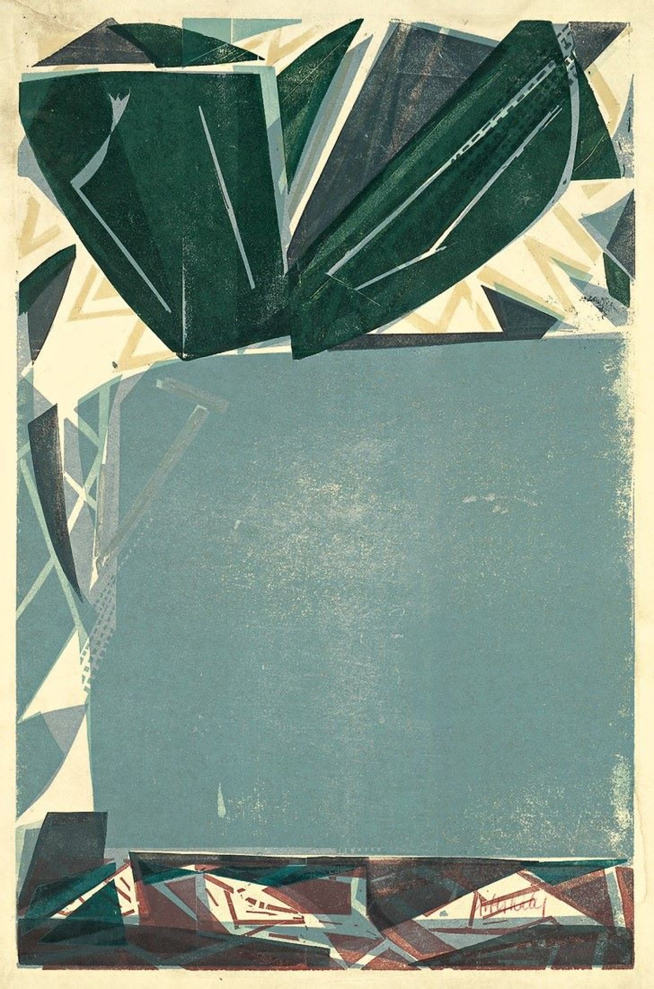 This picture shows the following artwork: HAP Grieshaber. „Blaue Vase, Hommage à Cézanne“. 1960.