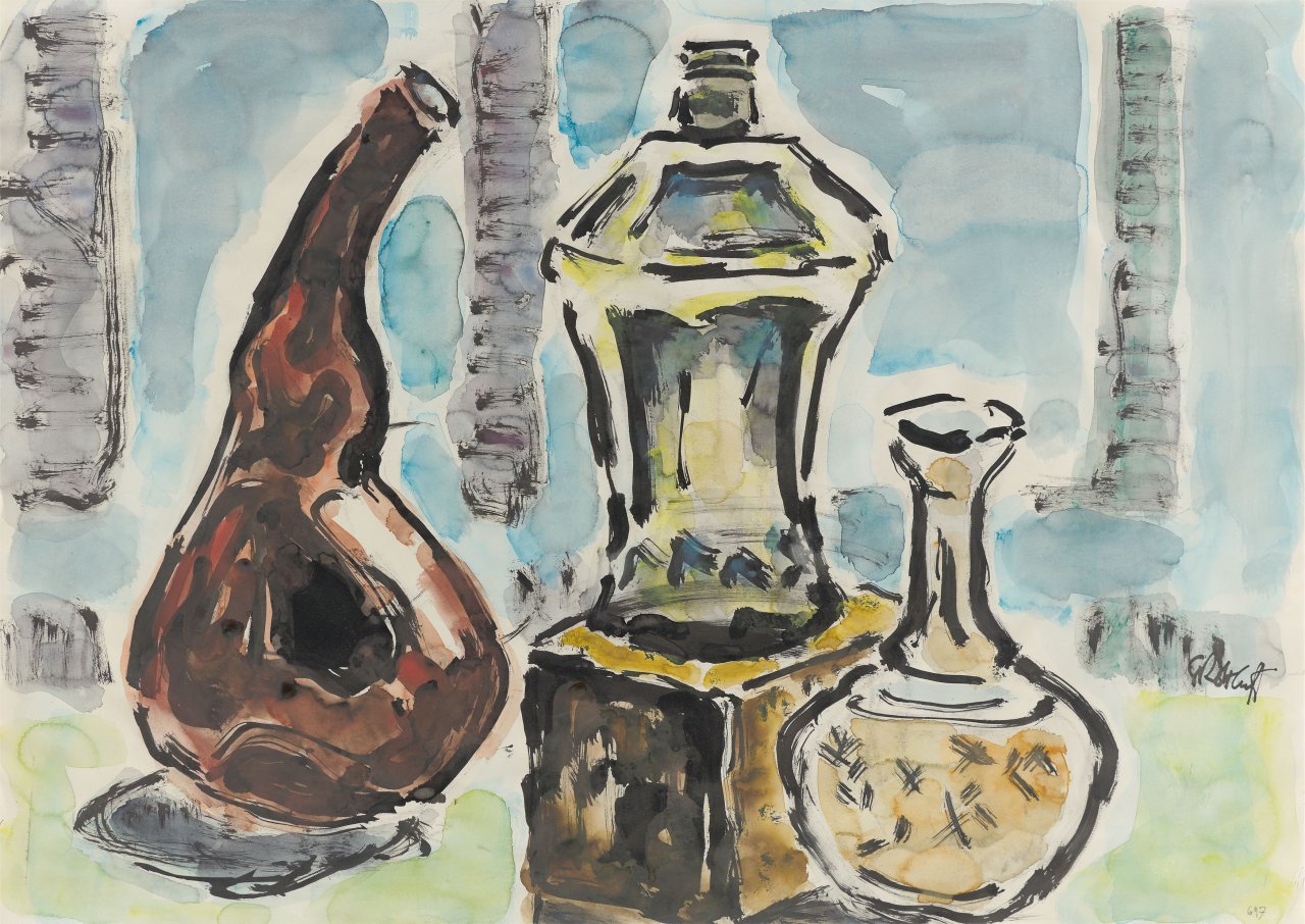 Auf diesem Bild ist das folgende Kunstwerk zu sehen: Karl Schmidt-Rottluff. „Gläsernes“. 1969.