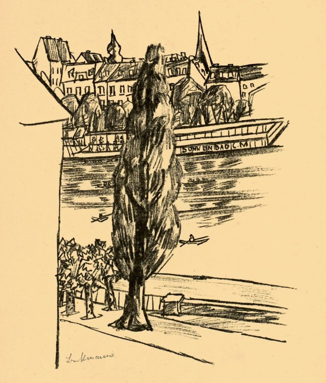 Auf diesem Bild ist das folgende Kunstwerk zu sehen: Max Beckmann. „Flusslandschaft“. 1923.