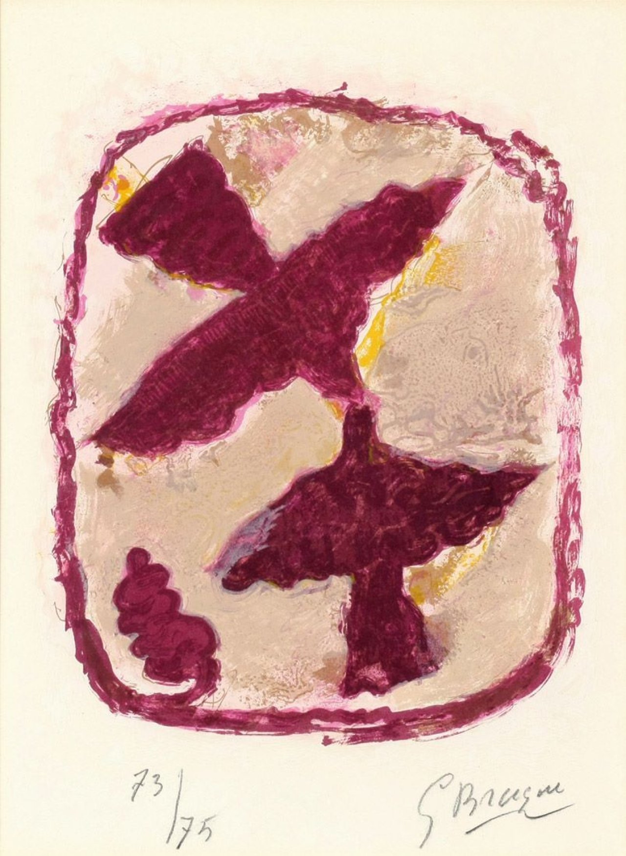 This picture shows the following artwork: Georges Braque. „Oiseaux Fulgurants (From: „Lettera amorosa)“. 1963.