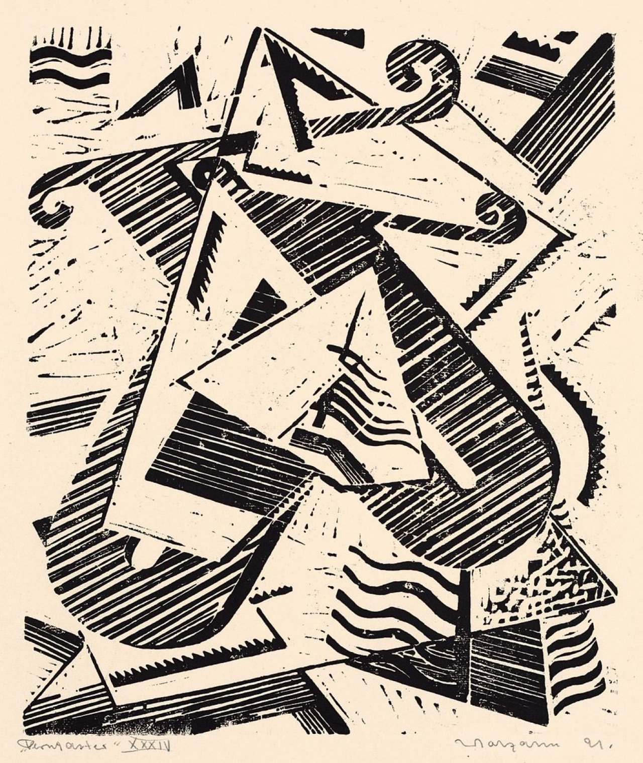 Auf diesem Bild ist das folgende Kunstwerk zu sehen: Johannes Molzahn. „Ferntaster XXXIV“. 1921.