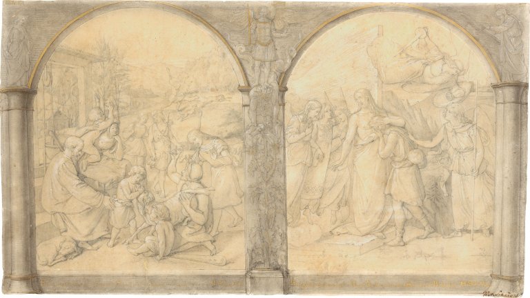 This picture shows the following artwork: Wilhelm von Schadow. Parable of the lost sheep and the prodigal son, with allegorical setting. Before 1819.
