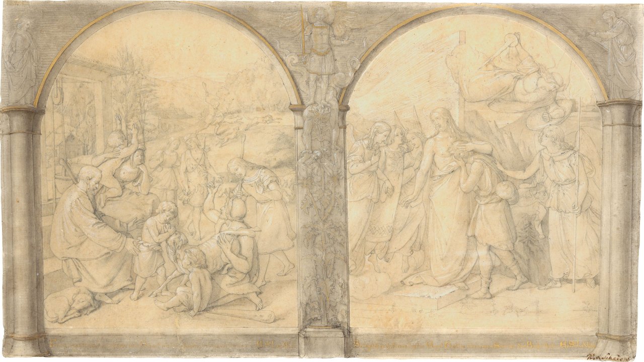 Catalog image of Gleichnis vom verlorenen Schaf und verlorenen Sohn, mit allegorischer Umrahmung…