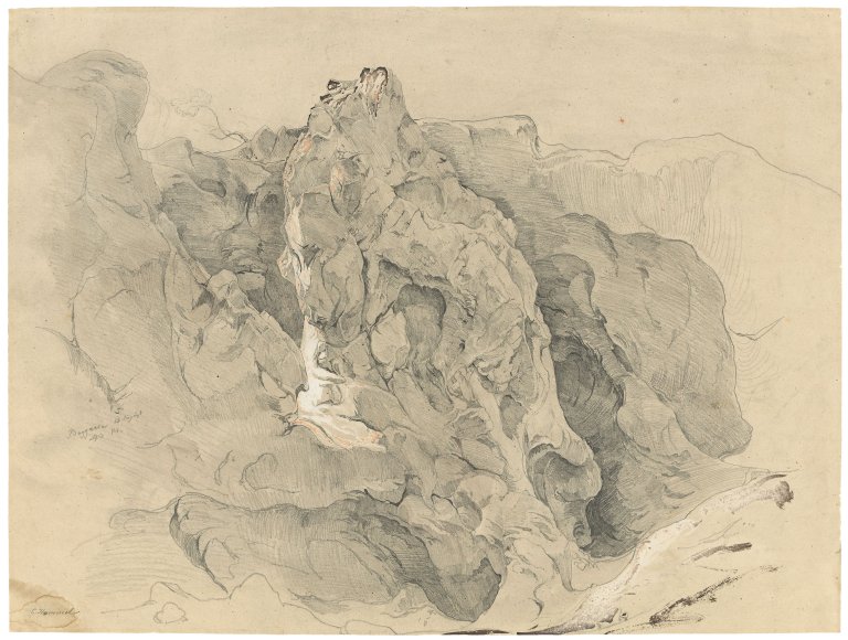 Auf diesem Bild ist das folgende Kunstwerk zu sehen: Carl Hummel. Felsenstudie bei Bagaria (heute: Bagheria). 1840.