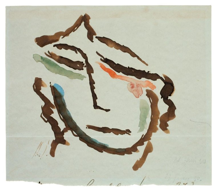 Auf diesem Bild ist das folgende Kunstwerk zu sehen: Alexej von Jawlensky. „Geneigter Kopf“. 1930.