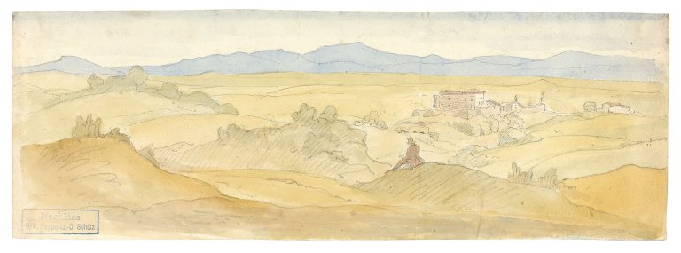 Auf diesem Bild ist das folgende Kunstwerk zu sehen: Gustav Friedrich Papperitz. Motiv aus Sizilien. Um 1840.