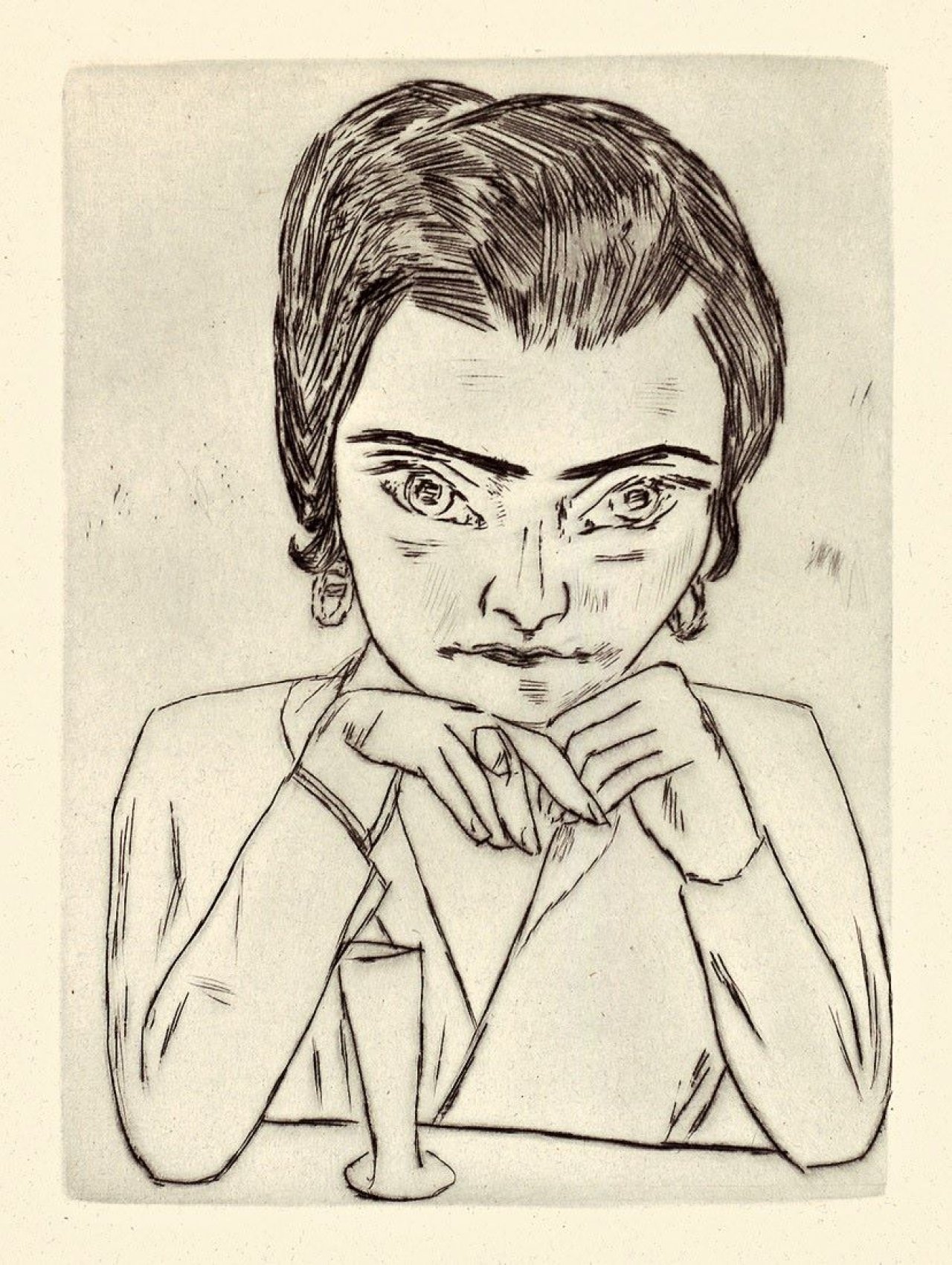 Auf diesem Bild ist das folgende Kunstwerk zu sehen: Max Beckmann. „Curt Glaser, Julius Meier-Graefe, Wilhelm Fraenger und Wilhelm Hausenstein: Max Beckmann“. 1924.