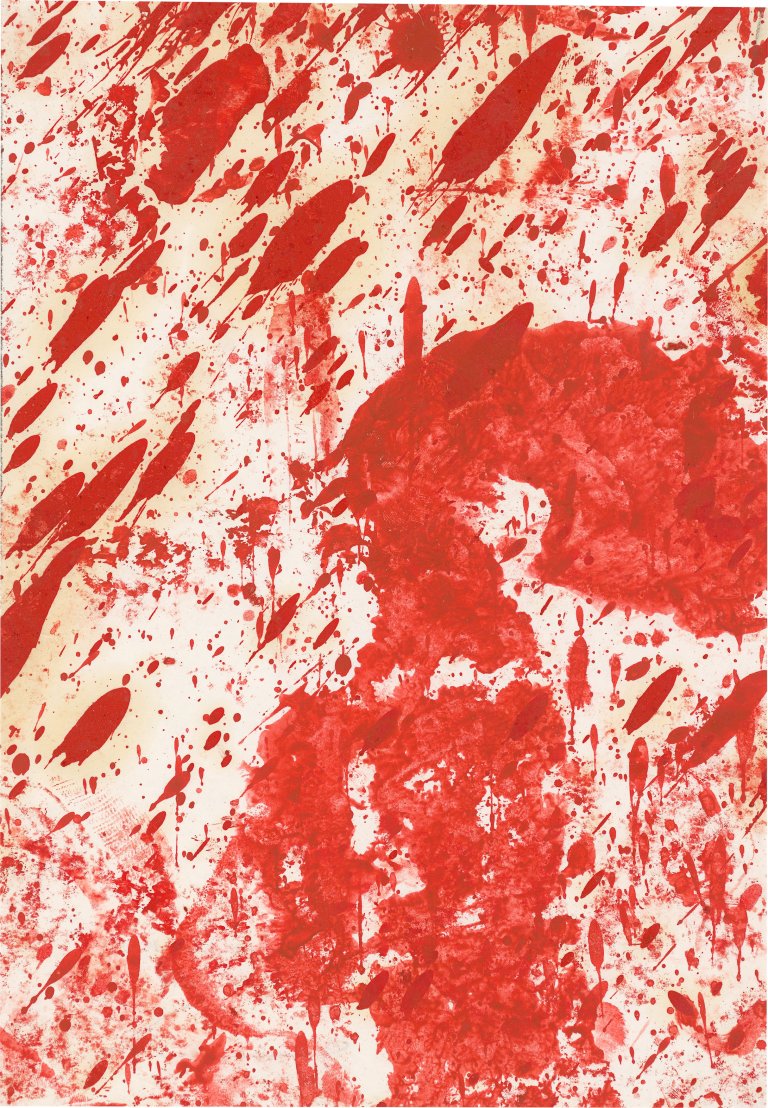 Auf diesem Bild ist das folgende Kunstwerk zu sehen: Hermann Nitsch. „18. malaktion“. 1986.