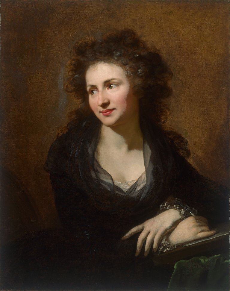 Auf diesem Bild ist das folgende Kunstwerk zu sehen: Anton Graff. Porträt einer jungen Dame (die Künstlerin Dora Stock). Um 1785.