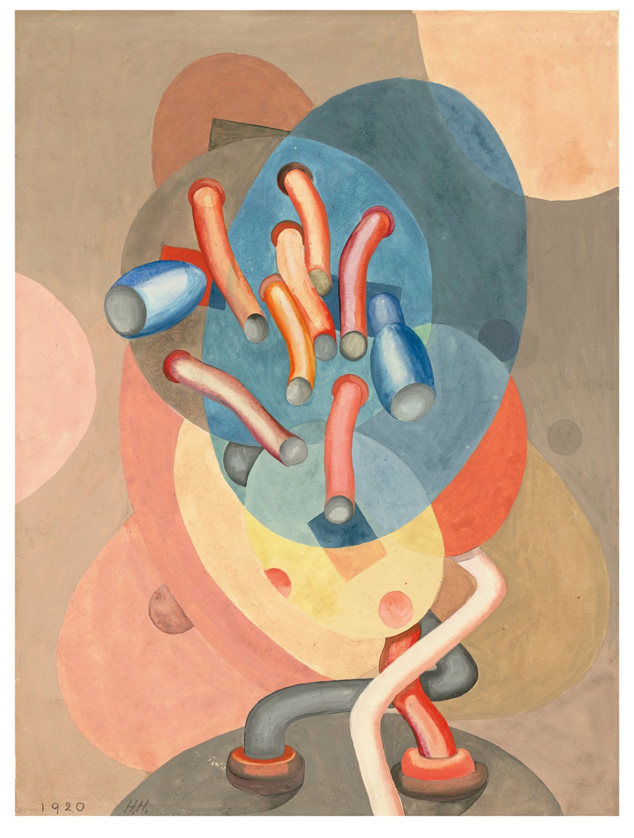 Auf diesem Bild ist das folgende Kunstwerk zu sehen: Hannah Höch. Scheiben und Röhren. 1920.