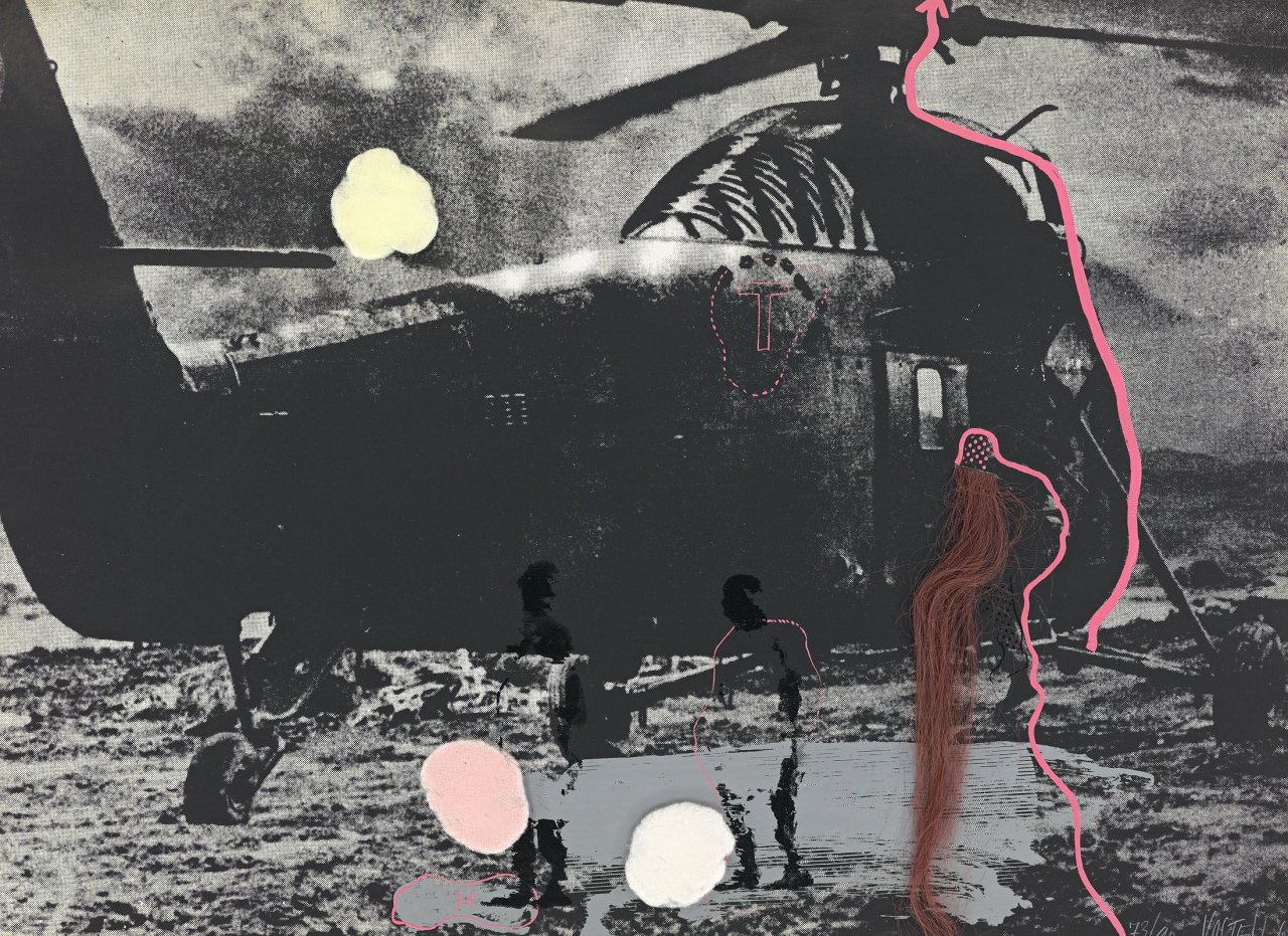 Auf diesem Bild ist das folgende Kunstwerk zu sehen: Wolf Vostell. „Drei Haare und Schatten“. 1968.
