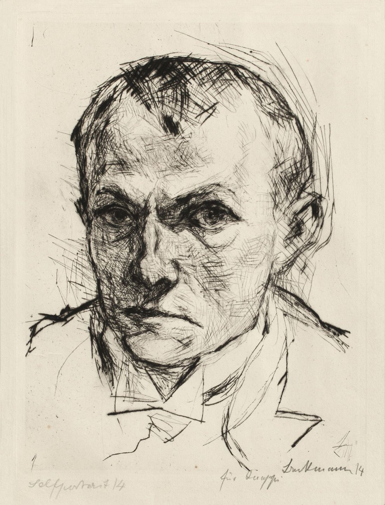 Auf diesem Bild ist das folgende Kunstwerk zu sehen: Max Beckmann. „Selbstbildnis“. 1914.