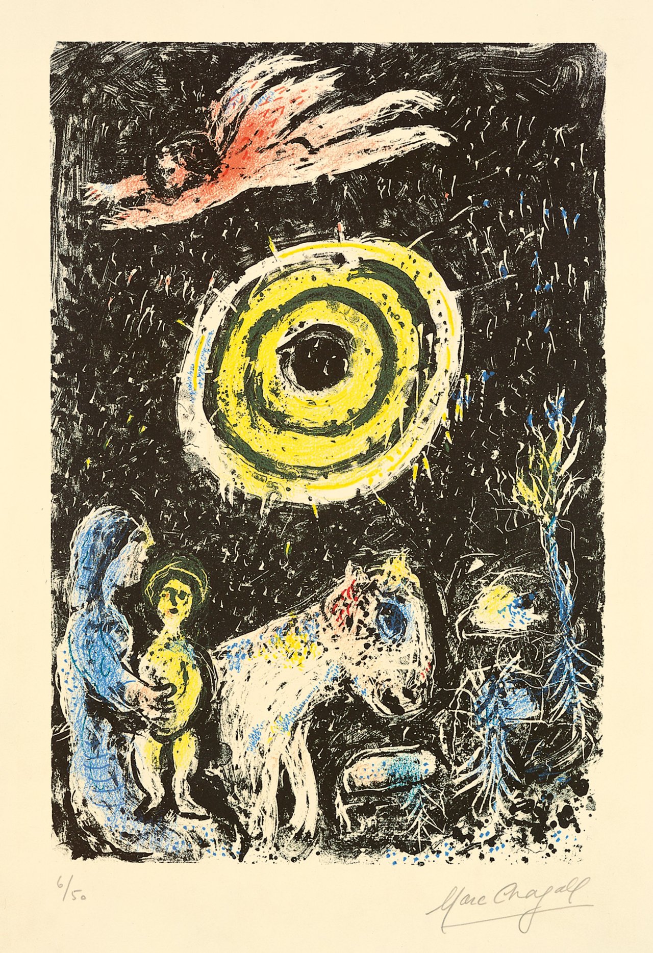 Auf diesem Bild ist das folgende Kunstwerk zu sehen: Marc Chagall. „Soleil d'hiver“. 1974.