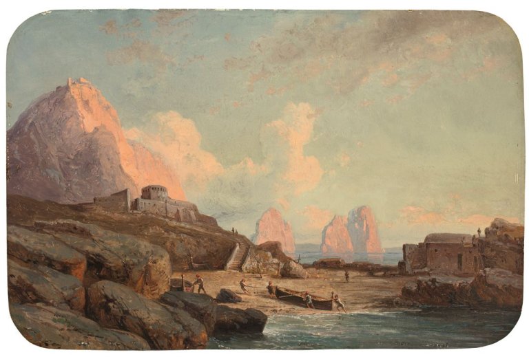 Auf diesem Bild ist das folgende Kunstwerk zu sehen: Carl Robert Kummer. Die Faraglioni auf Capri.