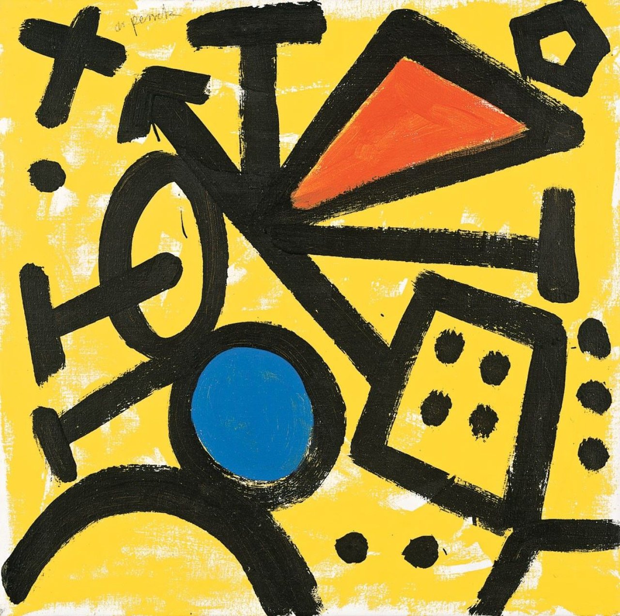 Auf diesem Bild ist das folgende Kunstwerk zu sehen: A.R. Penck. Rotes Pentagon II. 1994.