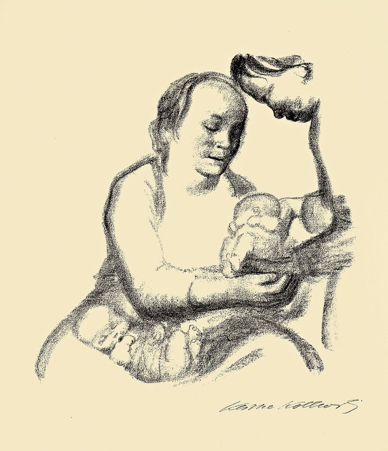 Auf diesem Bild ist das folgende Kunstwerk zu sehen: Käthe Kollwitz. „Mütter gebt von euerm Überfluß!“. 1926.
