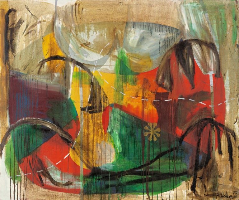 Auf diesem Bild ist das folgende Kunstwerk zu sehen: Albert Oehlen. Ohne Titel. 1988.