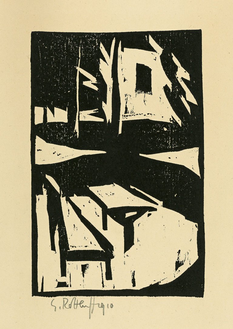 Auf diesem Bild ist das folgende Kunstwerk zu sehen: Karl Schmidt-Rottluff. „Gartenbänke“. 1910.