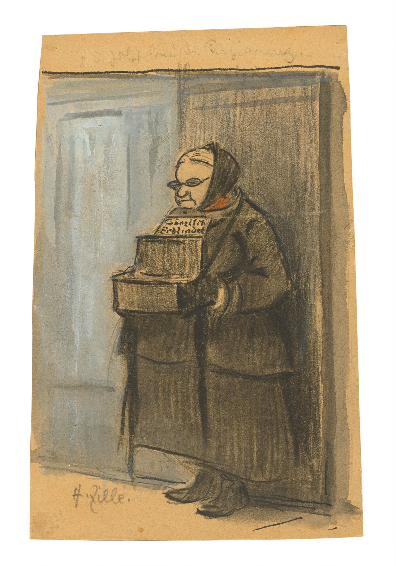 Auf diesem Bild ist das folgende Kunstwerk zu sehen: Heinrich Zille. Blinde Alte, Friedrichstrasse.