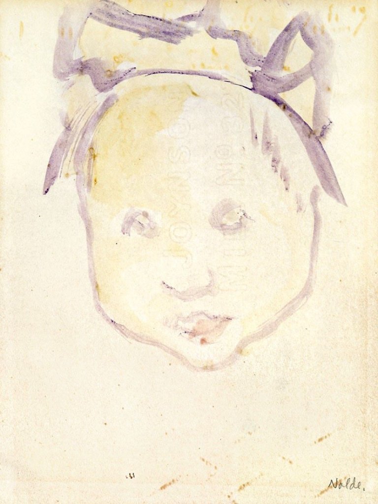 This picture shows the following artwork: Emil Nolde. Kinderkopf.