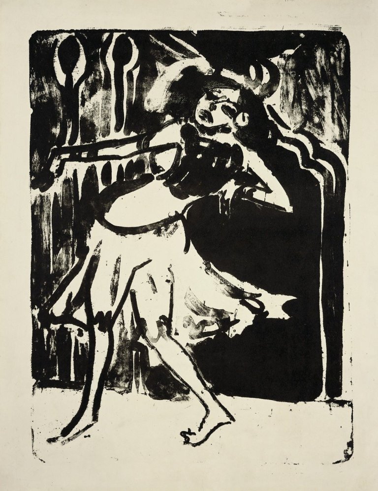 Auf diesem Bild ist das folgende Kunstwerk zu sehen: Ernst Ludwig Kirchner. „Indische Tänzerin“. 1911.