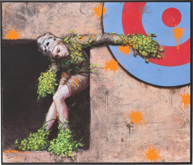Auf diesem Bild ist das folgende Kunstwerk zu sehen: Jonas Burgert. „Schlaglaub“. 2012.