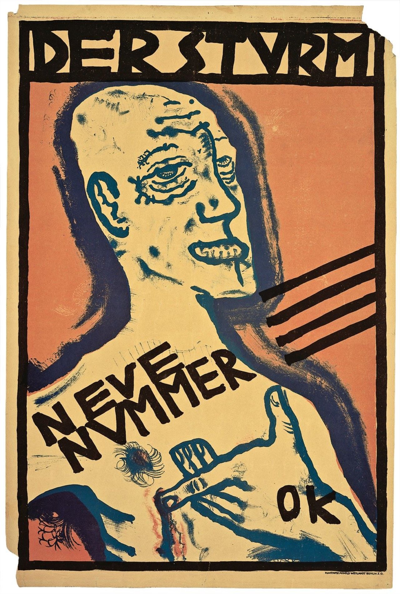 Auf diesem Bild ist das folgende Kunstwerk zu sehen: Oskar Kokoschka. „Selbstbildnis (Sturmplakat)“. 1910.