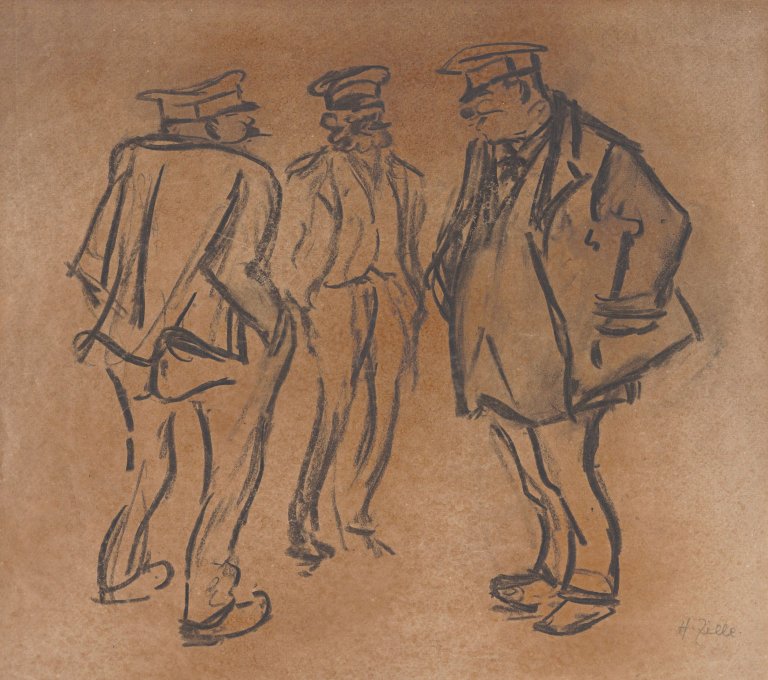 Auf diesem Bild ist das folgende Kunstwerk zu sehen: Heinrich Zille. Im Gespräch.