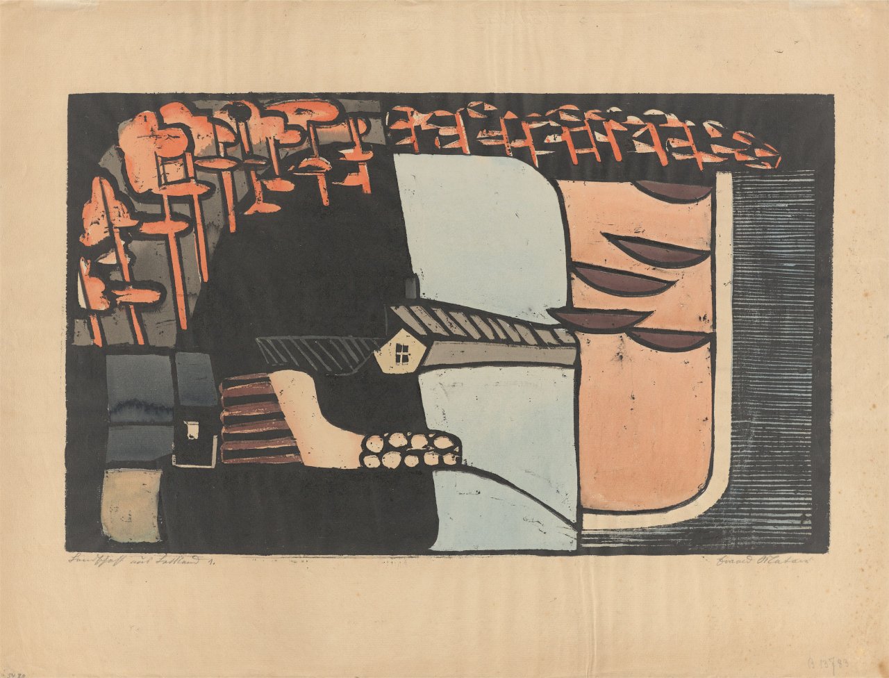 This picture shows the following artwork: Ewald Mataré. ”Landschaft aus Lettland 1”. 1927.