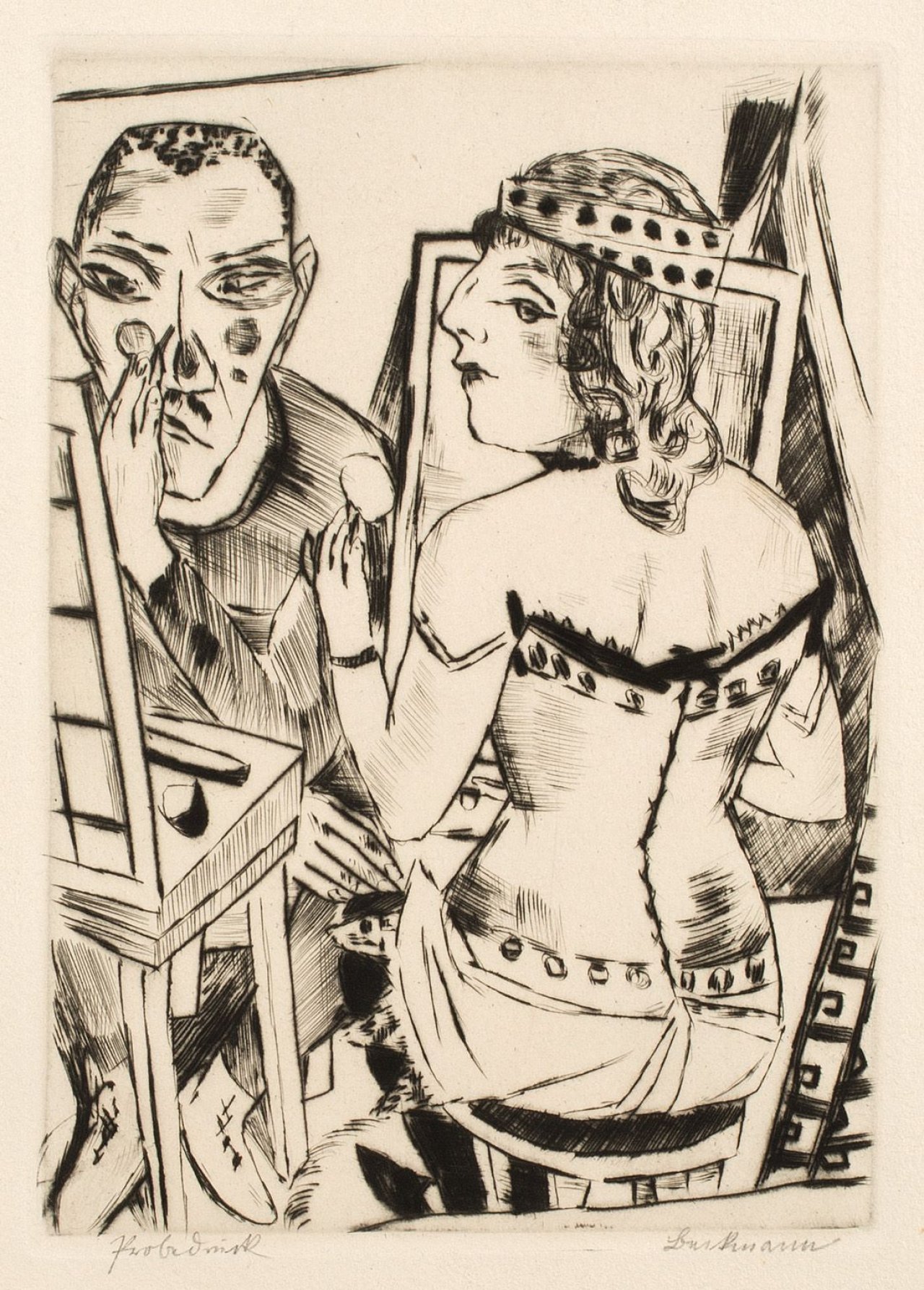 Auf diesem Bild ist das folgende Kunstwerk zu sehen: Max Beckmann. „Garderobe“. 1921.