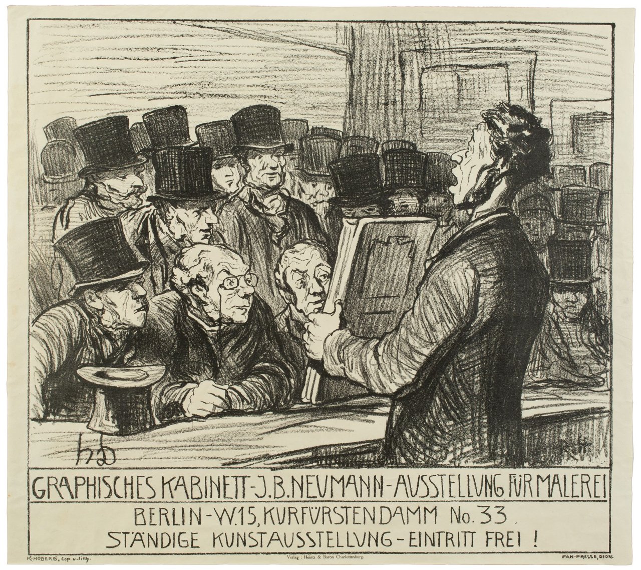 Auf diesem Bild ist das folgende Kunstwerk zu sehen: Reinhold Hoberg. Plakat zur Ausstellung im Graphischen Kabinett J.B. Neumann in Berlin – nach Honoré Daumier (1808–1879). 1910/15.