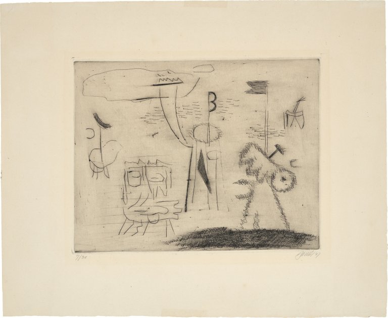 Auf diesem Bild ist das folgende Kunstwerk zu sehen: Willi Baumeister. „Zwei Weltalter“. 1947.