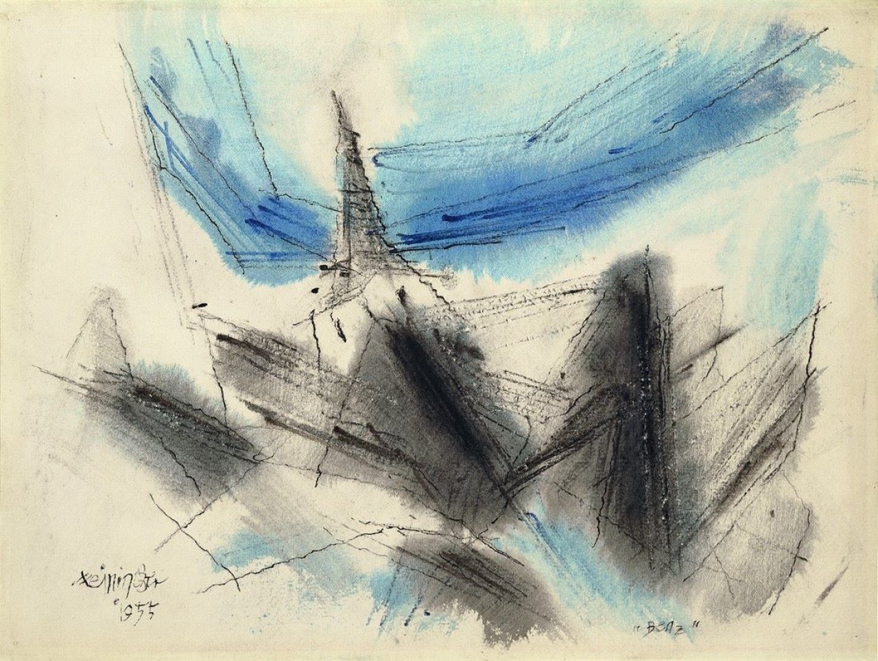 Auf diesem Bild ist das folgende Kunstwerk zu sehen: Lyonel Feininger. „Benz“. 1955.