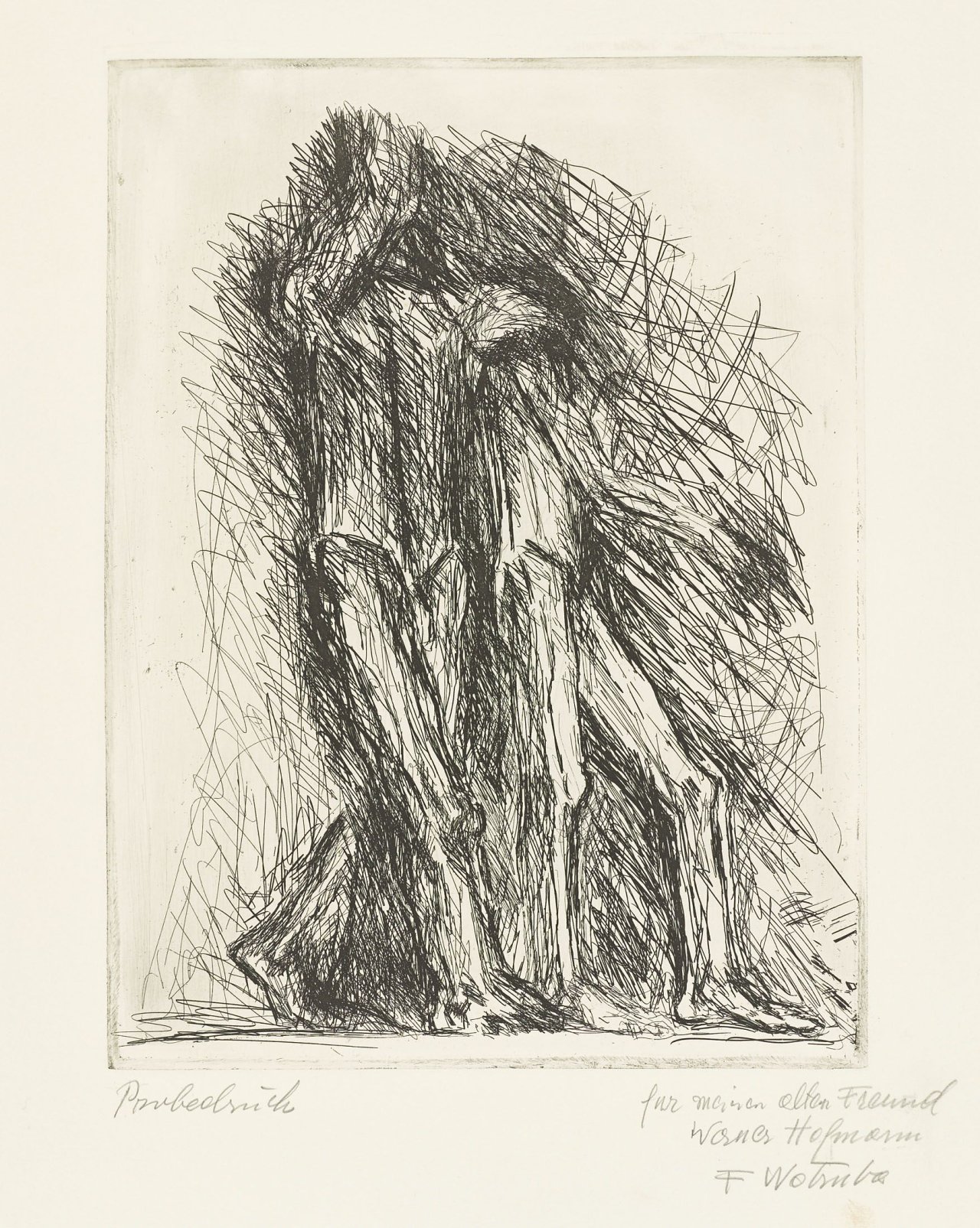 Auf diesem Bild ist das folgende Kunstwerk zu sehen: Fritz Wotruba. 8 Studien/Zwei Figuren (X)/3 stehende Figuren, ein Torso und ein Kopf/Omaggio a Michelangelo/Österreich II. 1973/74/75.